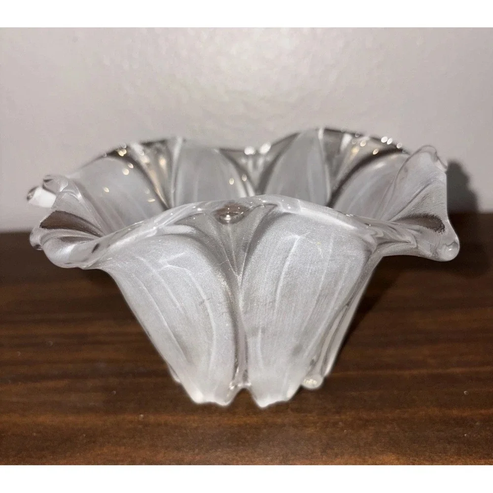 Vtg Waltherglass Crystal Frosted Glass Bowl Tulip
